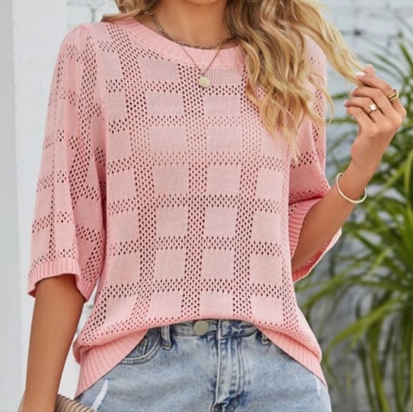 Open Knit Top - Pink - Picture 5 of 5